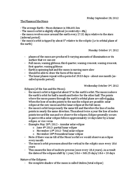 ASTR 1P01 Lecture Notes - Solar Eclipse, Lunar Phase, Orbital Period thumbnail