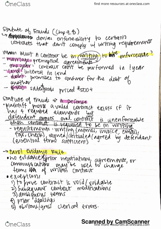 BUS 207 Lecture 12: Statute of Frauds thumbnail