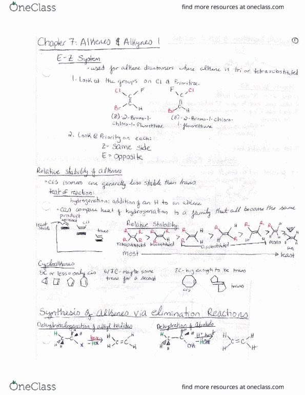 CHM 2210 Chapter Notes - Chapter 7: Mount Bromo, Alkyne, Hydrogenation thumbnail