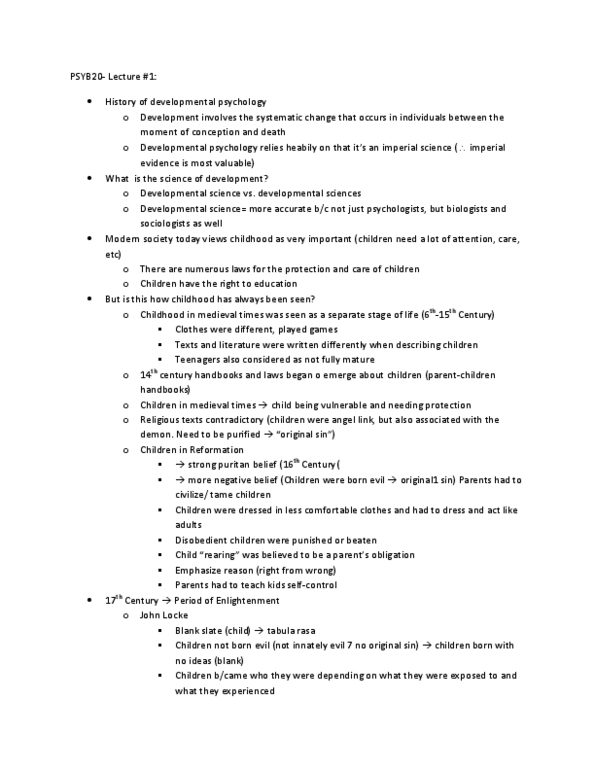 PSYB32H3 Lecture Notes - Natural Selection, Natural Environment, Prenatal Development thumbnail