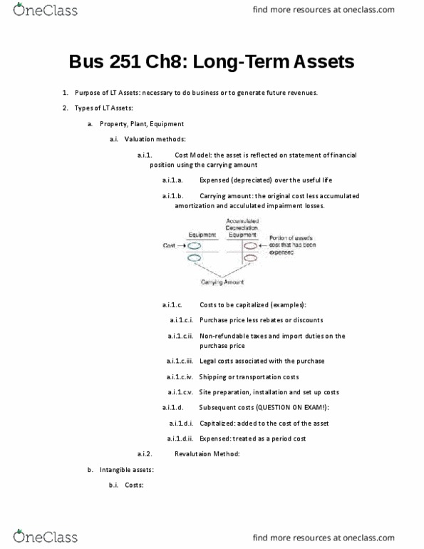 BUS 251 Lecture Notes - Lecture 8: Book Value, Impaired Asset, Software thumbnail