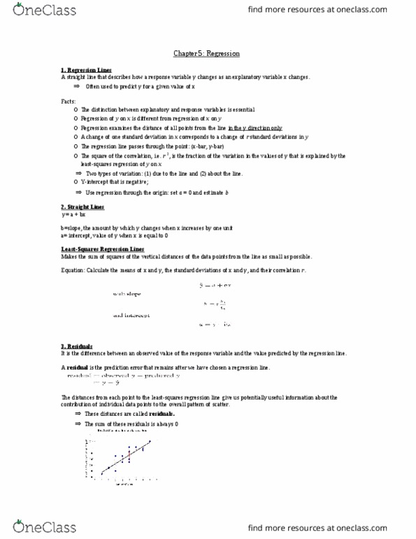 Statistical Sciences 1024A/B Lecture Notes - Lecture 5: Dependent And Independent Variables, Standard Deviation, Scatter Plot thumbnail