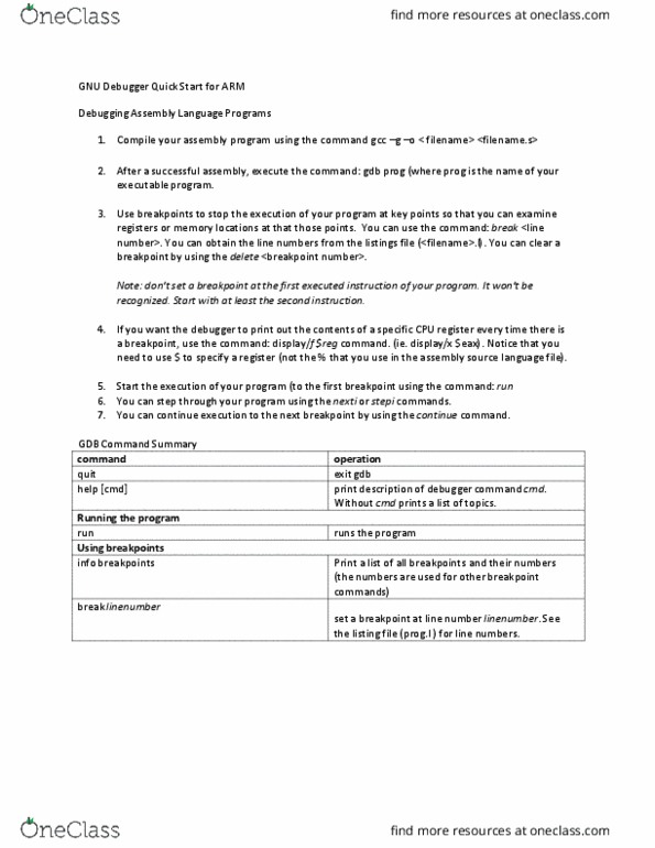 CISC 221 Lecture Notes - Lecture 2: Gnu Debugger, Processor Register, Command Paper thumbnail