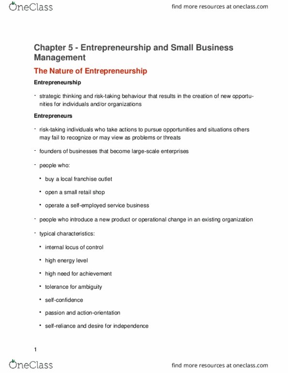 GMS 200 Chapter Notes - Chapter 5: Social Entrepreneurship, Force Works, Visible Minority thumbnail