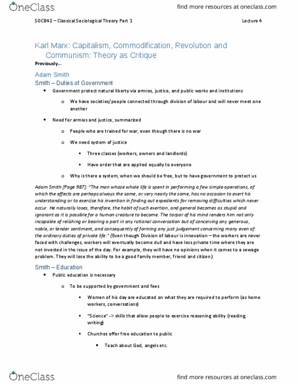 SOCB42H3 Lecture Notes - Lecture 4: Commodification, Torpor, Labour Power thumbnail