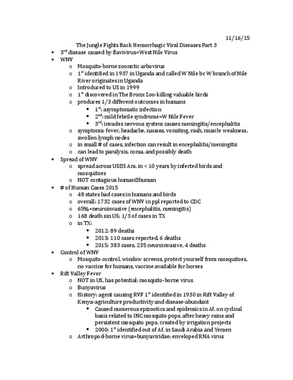 VTPB 221 Lecture Notes - Lecture 1: Rift Valley Fever, Viral Hemorrhagic Fever, Encephalitis thumbnail