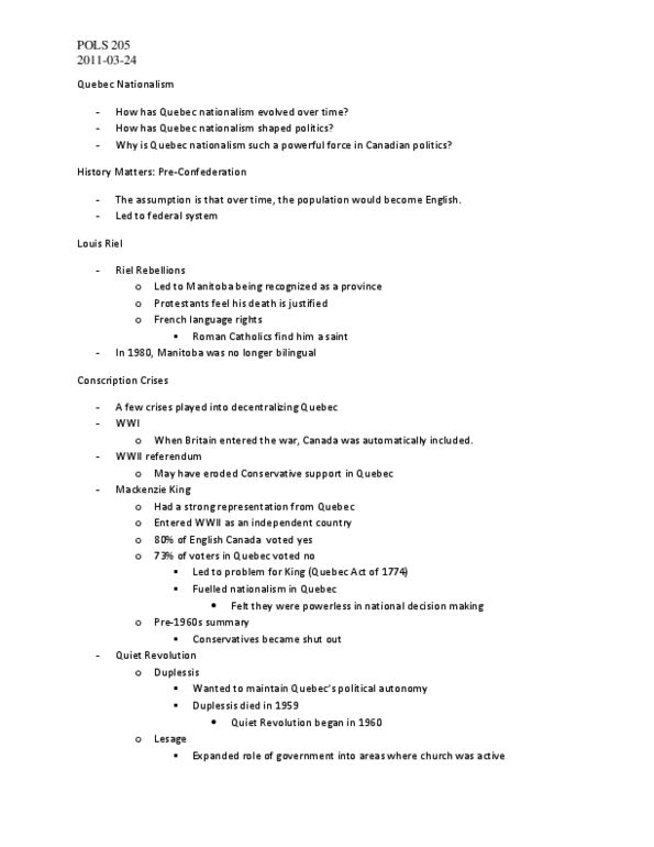 POLS 205 Lecture Notes - War Measures Act, Supermajority, Clarity Act thumbnail