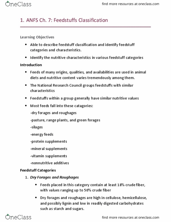 ANFS101 Lecture Notes - Lecture 4: Cottonseed Meal, Bran, Tallgrass Prairie thumbnail