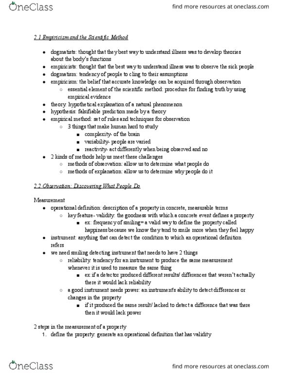 CAS PS 101 Chapter Notes - Chapter 2: Demand Characteristics, Naturalistic Observation, Scientific Method thumbnail