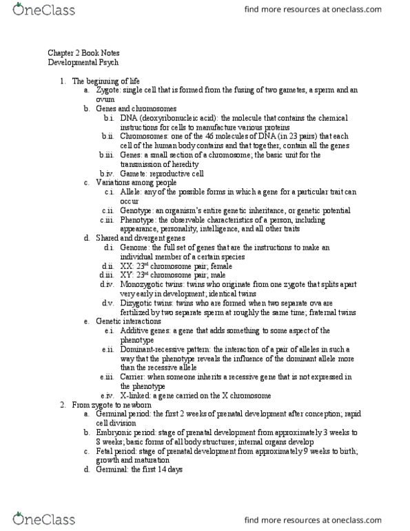 DEP 5057 Chapter Notes - Chapter 2: Prenatal Development, Fetus, Fokker E.Ii thumbnail