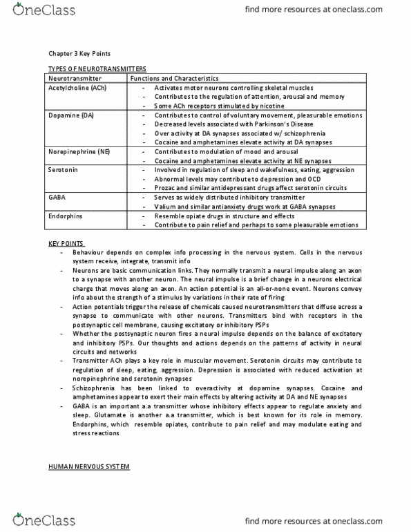 PSYC 1010 Chapter Notes - Chapter 3: Autonomic Nervous System, Somatic Nervous System, Peripheral Nervous System thumbnail