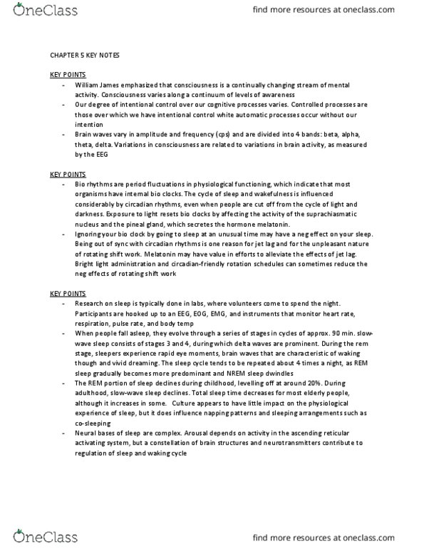 PSYC 1010 Chapter Notes - Chapter 5: Slow-Wave Sleep, Reticular Formation, Non-Rapid Eye Movement Sleep thumbnail