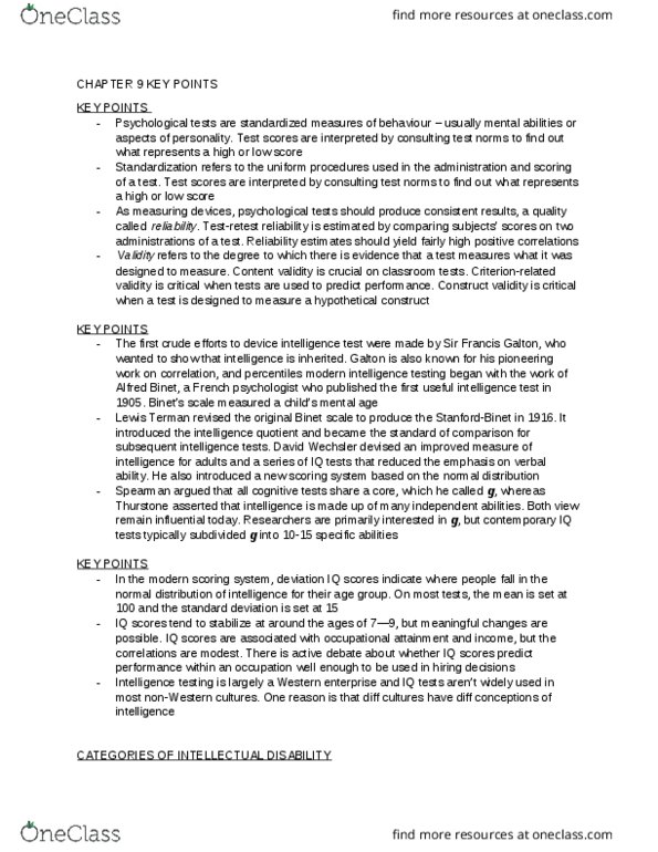 PSYC 1010 Chapter Notes - Chapter 9: Heredity, Cultural Bias, Twin thumbnail