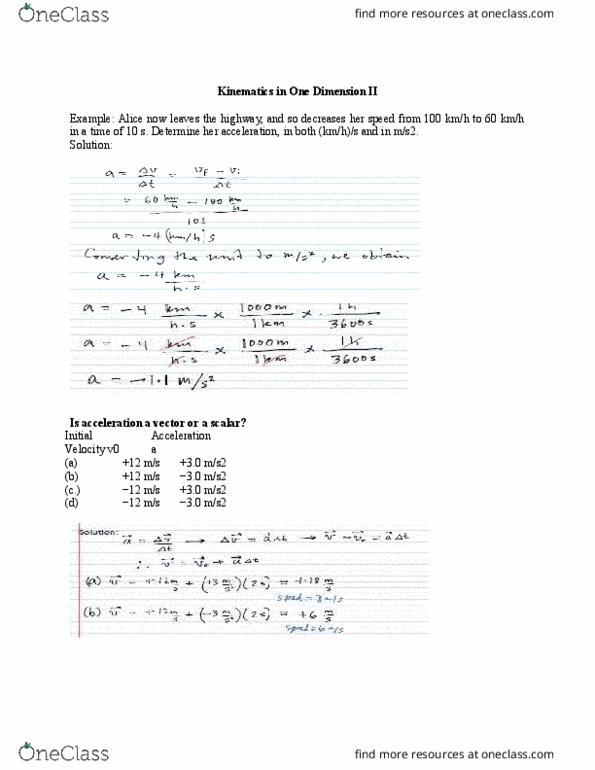 PHYS 1P21 Lecture Notes - Lecture 3: One Direction, Quadratic Equation thumbnail