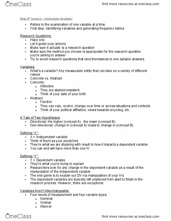 COMM 3001 Lecture Notes - Lecture 2: Level Of Measurement, Univariate, Achtung Baby thumbnail