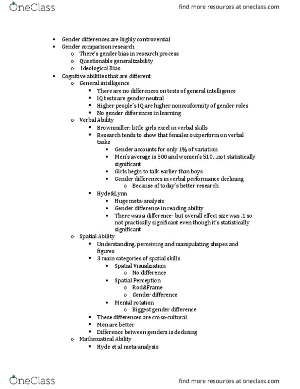 PSYC 3603 Lecture Notes - Lecture 6: Meta-Analysis, Mental Rotation, Gender Role thumbnail