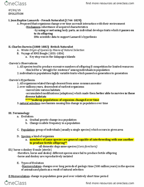 LIFE 121 Lecture Notes - Lecture 3: Allele Frequency, Geologic Time Scale, Macroevolution thumbnail