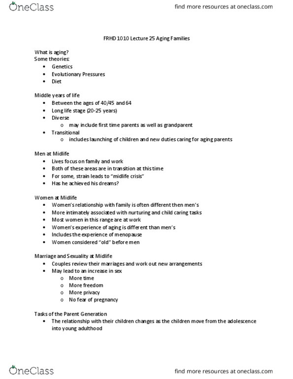 FRHD 1020 Lecture Notes - Lecture 25: Dementia, Menopause, Midlife Crisis thumbnail