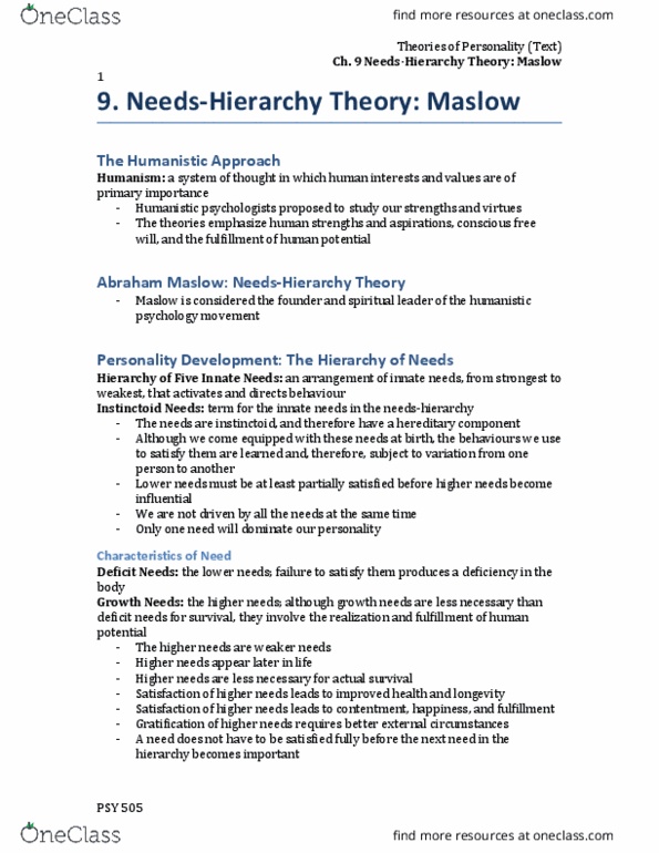 PSY 505 Lecture 9: 9. Needs-Hierarchy Theory thumbnail