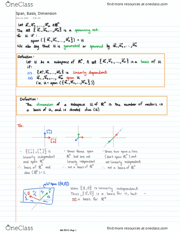 MATH 311 Lecture 4: Span, Basis, Dimension thumbnail