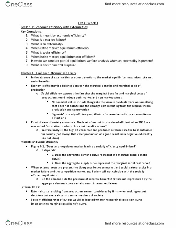 EC238 Lecture Notes - Lecture 3: State Ownership, Pareto Efficiency, Environmental Quality thumbnail