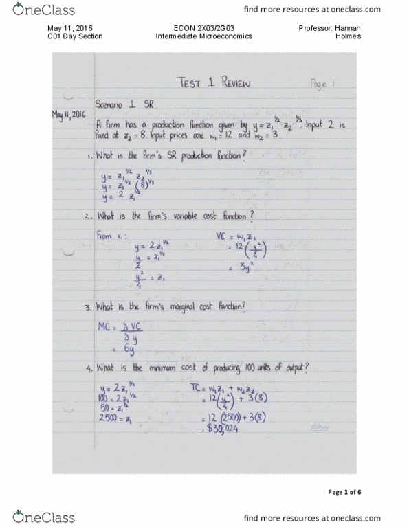 ECON 2X03 Lecture Notes - Lecture 4: Isocost, Variable Cost thumbnail