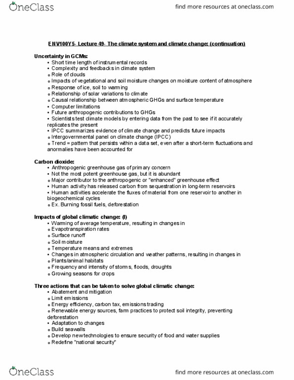 ENV100Y5 Lecture Notes - Lecture 49: Soil, Surface Runoff, Renewable Energy thumbnail