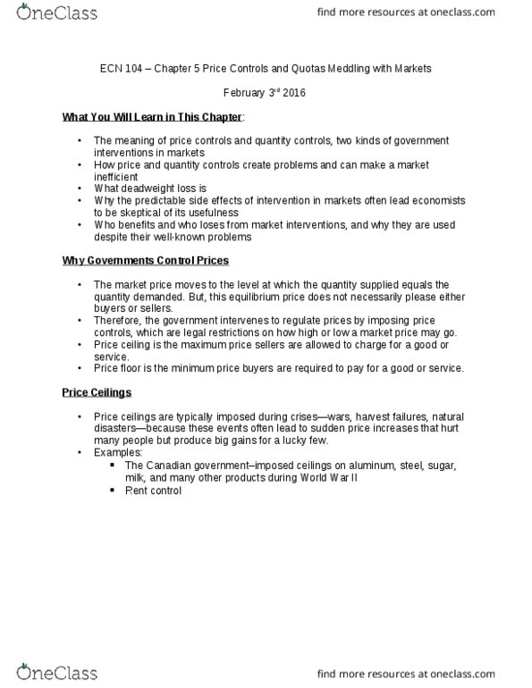 ECN 104 Lecture Notes - Lecture 3: Kilogram, Demand Curve, Macroeconomics thumbnail