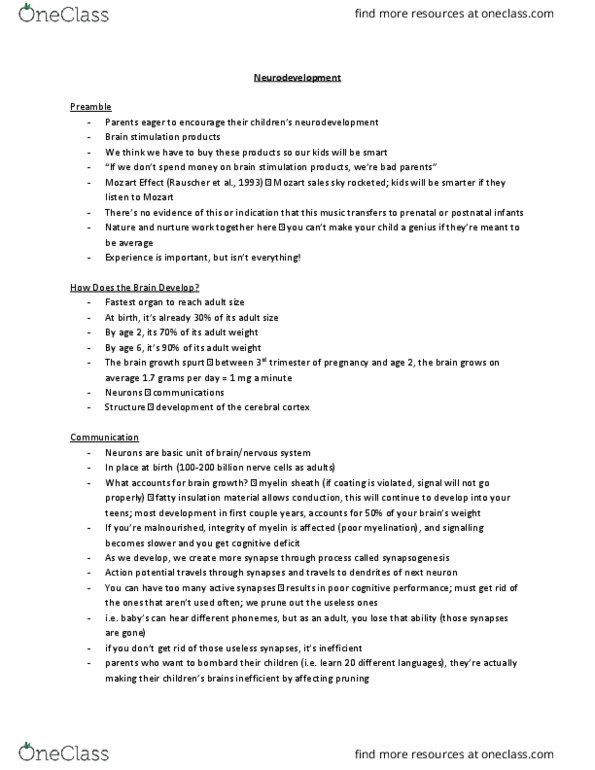 PSYCH 2AA3 Lecture Notes - Lecture 3: Romanian Orphans, Visual Cortex, Cognitive Deficit thumbnail