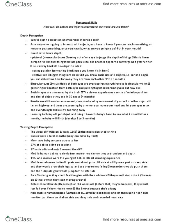 PSYCH 2AA3 Lecture Notes - Lecture 6: Depth Perception, Picnic Table, Heart Rate Monitor thumbnail