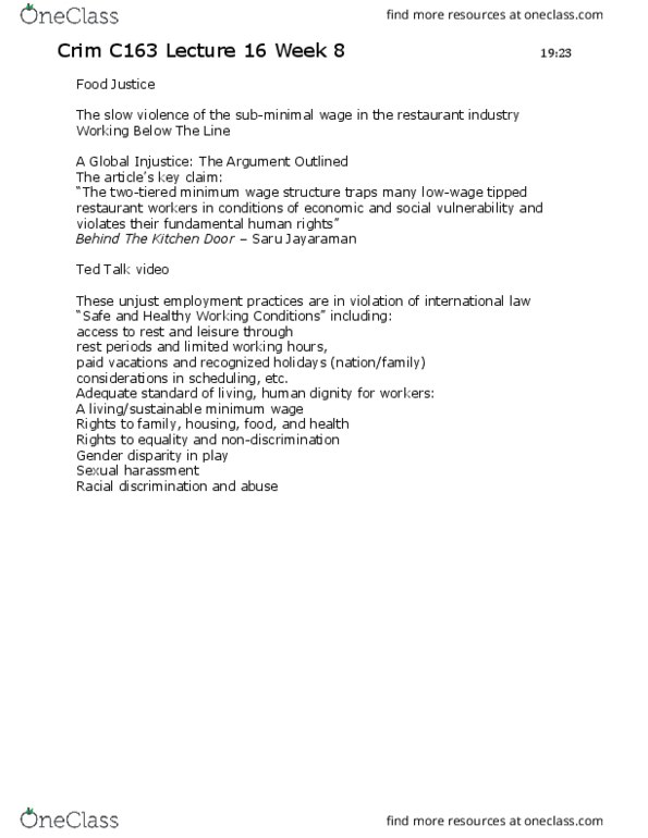 CRM/LAW C163 Lecture Notes - Lecture 16: Food Sovereignty, Universal Declaration Of Human Rights, Urban Agriculture thumbnail