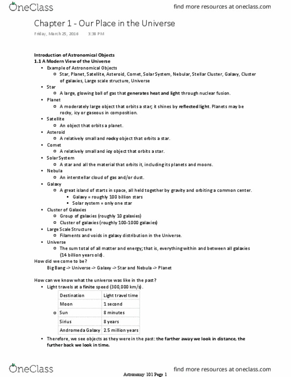 AST 101 Lecture Notes - Lecture 1: Interstellar Cloud, Bureau Of International Expositions, Scientific Notation thumbnail