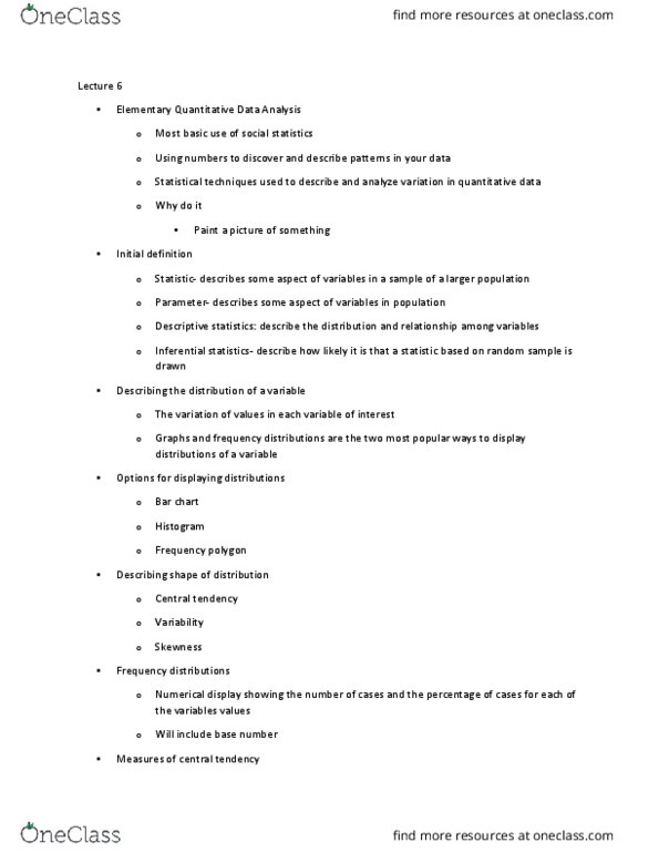 SOCECOL 10 Lecture Notes - Lecture 6: Central Tendency, Skewness, Contingency Table thumbnail