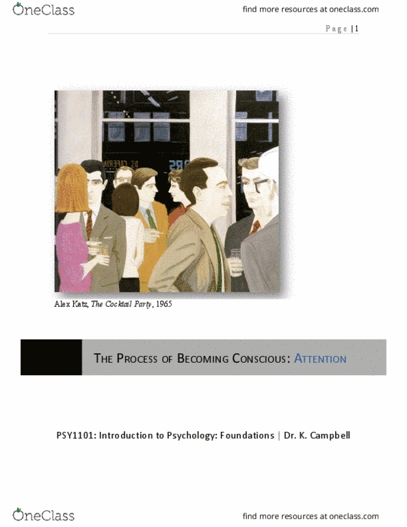 PSY 1101 Lecture 1: consciousness-process of attention thumbnail