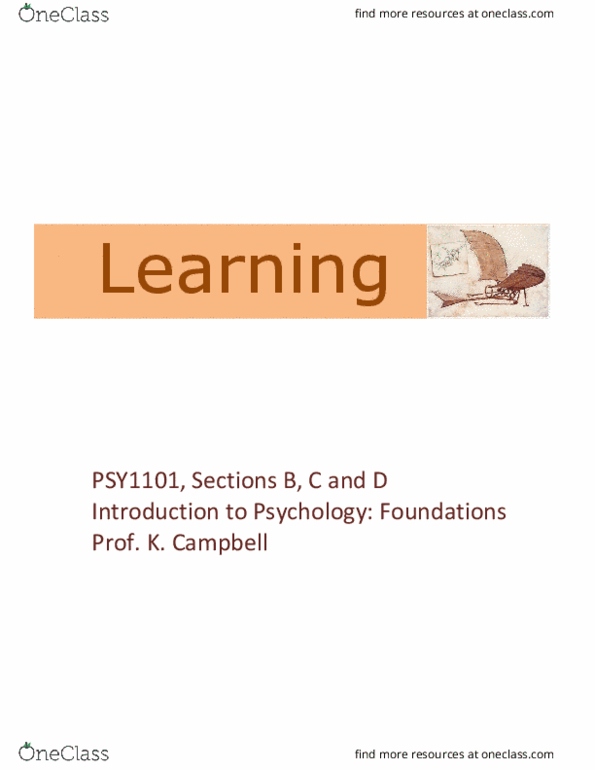 PSY 1101 Lecture 1: learning and conditioning thumbnail