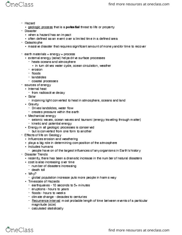 GEOL105 Lecture Notes - Lecture 1: Silicate Minerals, Return Period, Oceanic Crust thumbnail