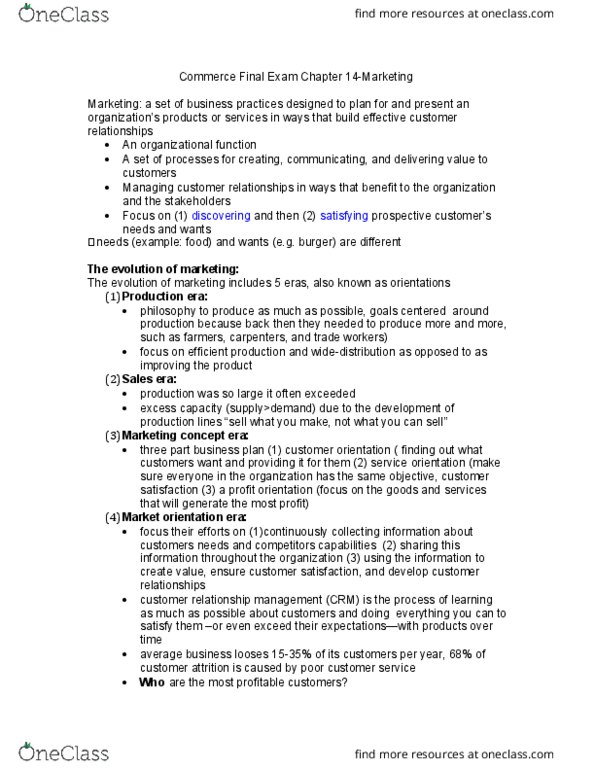 COMMERCE 1E03 Lecture Notes - Lecture 14: Reference Group, Marketing Strategy, Focus Group thumbnail