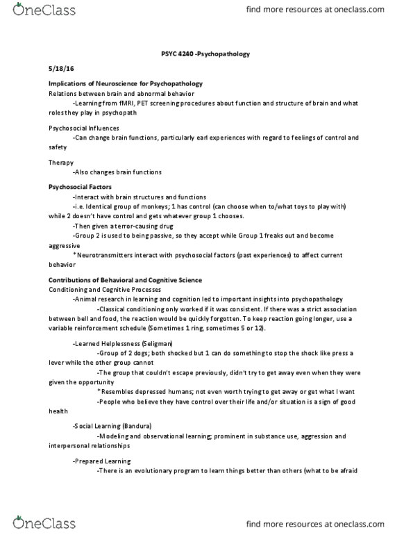 PSYC 4240 Lecture Notes - Lecture 3: Dsm-5, Content Validity, Predictive Validity thumbnail