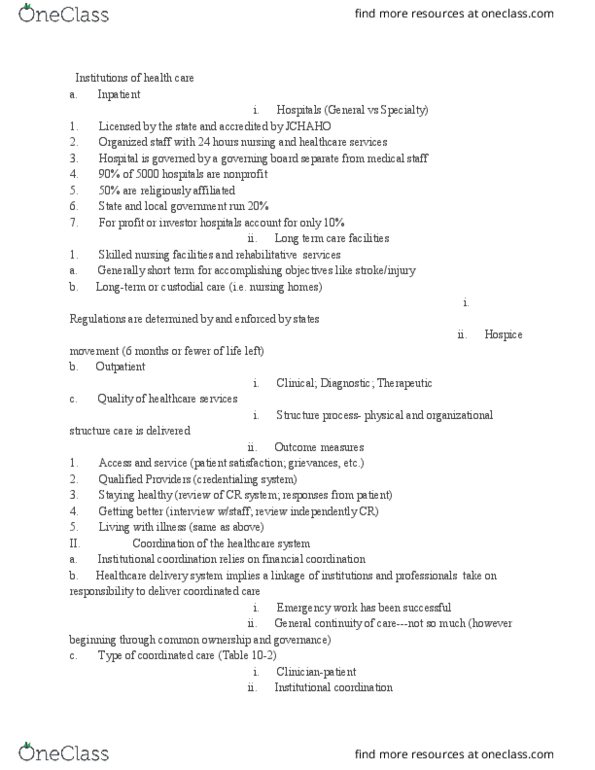 PUBH 1101 Lecture Notes - Lecture 10: Long-Term Care, Electronic Health Record thumbnail