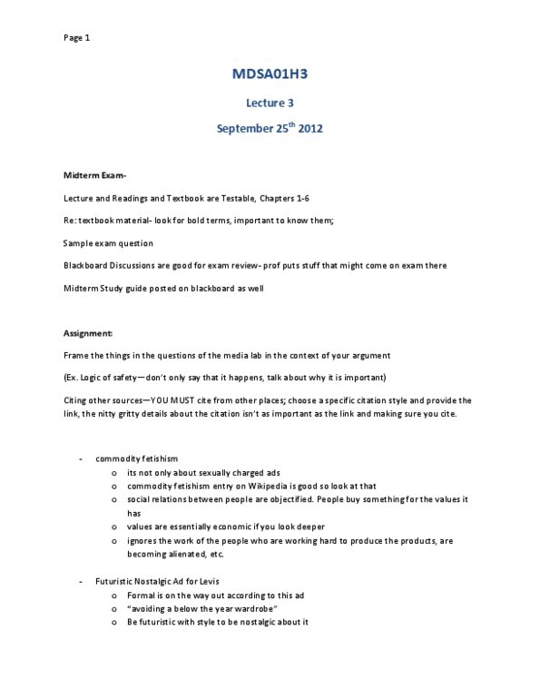 MDSA01H3 Lecture Notes - Muckraker, Nora Ephron, Profit Motive thumbnail