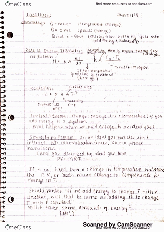 PHYS 111 Lecture Notes - Lecture 7: British Columbia Hockey League, Ideal Gas, Heat Capacity thumbnail