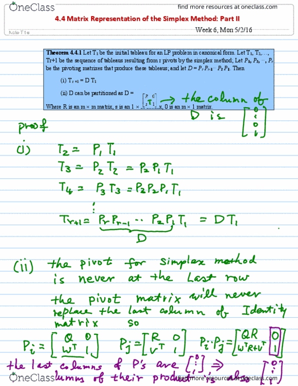 MATH 305 Lecture Notes - Lecture 12: Elementary Matrix, California State Route 1, Simplex Algorithm thumbnail