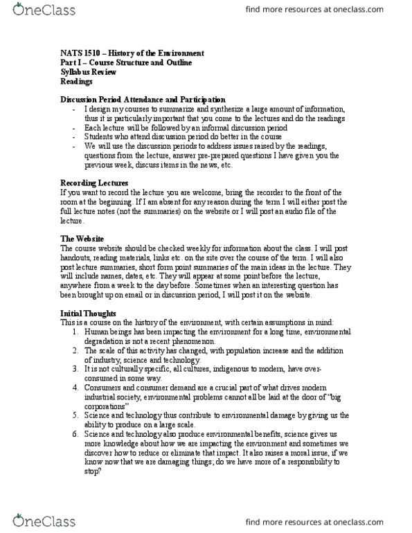 NATS 1510 Lecture Notes - Lecture 1: Overconsumption, Light Pollution thumbnail