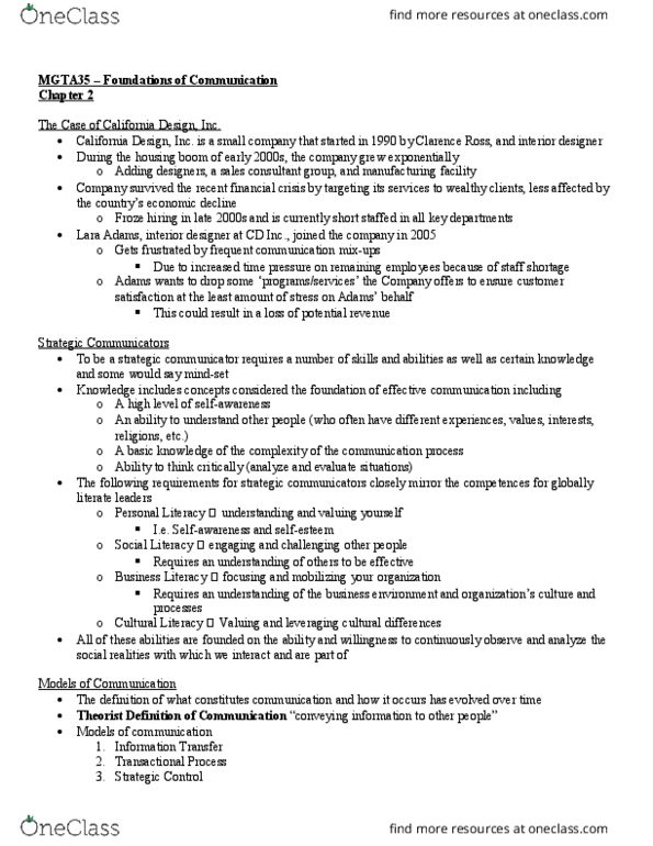 MGTA35H3 Chapter Notes - Chapter 2 (online): Higher-Order Thinking, Impression Formation, Stereotype thumbnail