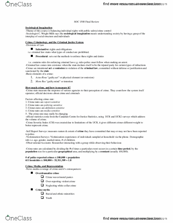 SOC 1500 Lecture 12: SOC1500 Final Review (1) thumbnail