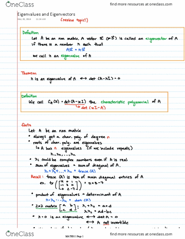 MATH 311 Lecture Notes - Lecture 6: Main Diagonal thumbnail