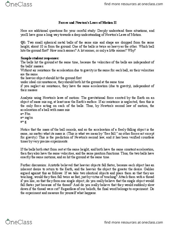 PHYS 1P21 Lecture Notes - Lecture 9: Theodolite, Headon, Mass thumbnail