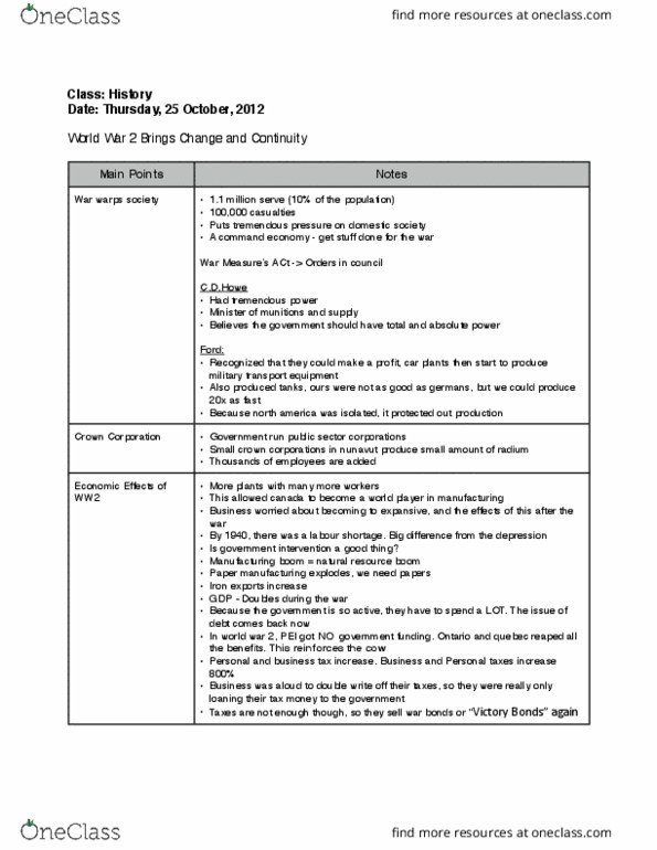 History 2125F/G Lecture Notes - Lecture 8: Unemployment Benefits, Ivan Rand, Rand Formula thumbnail