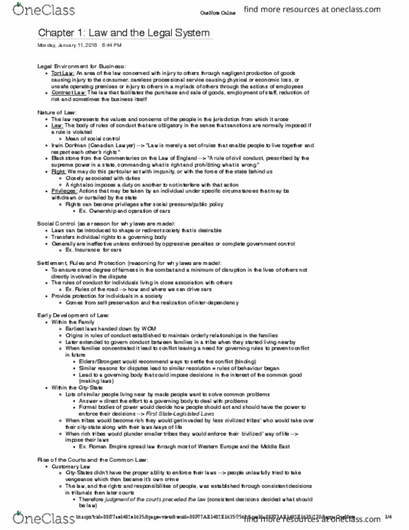 Management and Organizational Studies 2275A/B Chapter Notes - Chapter 1: Quebec Act, Canada Act 1982, Precedent thumbnail