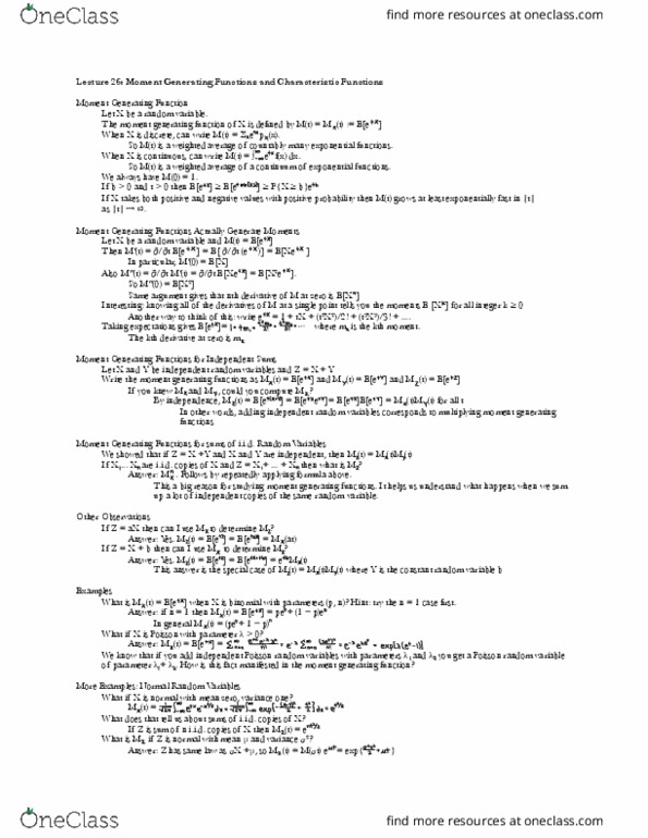 18.44 Lecture Notes - Lecture 26: Random Variable, Royal Institute Of Technology, Weighted Arithmetic Mean thumbnail